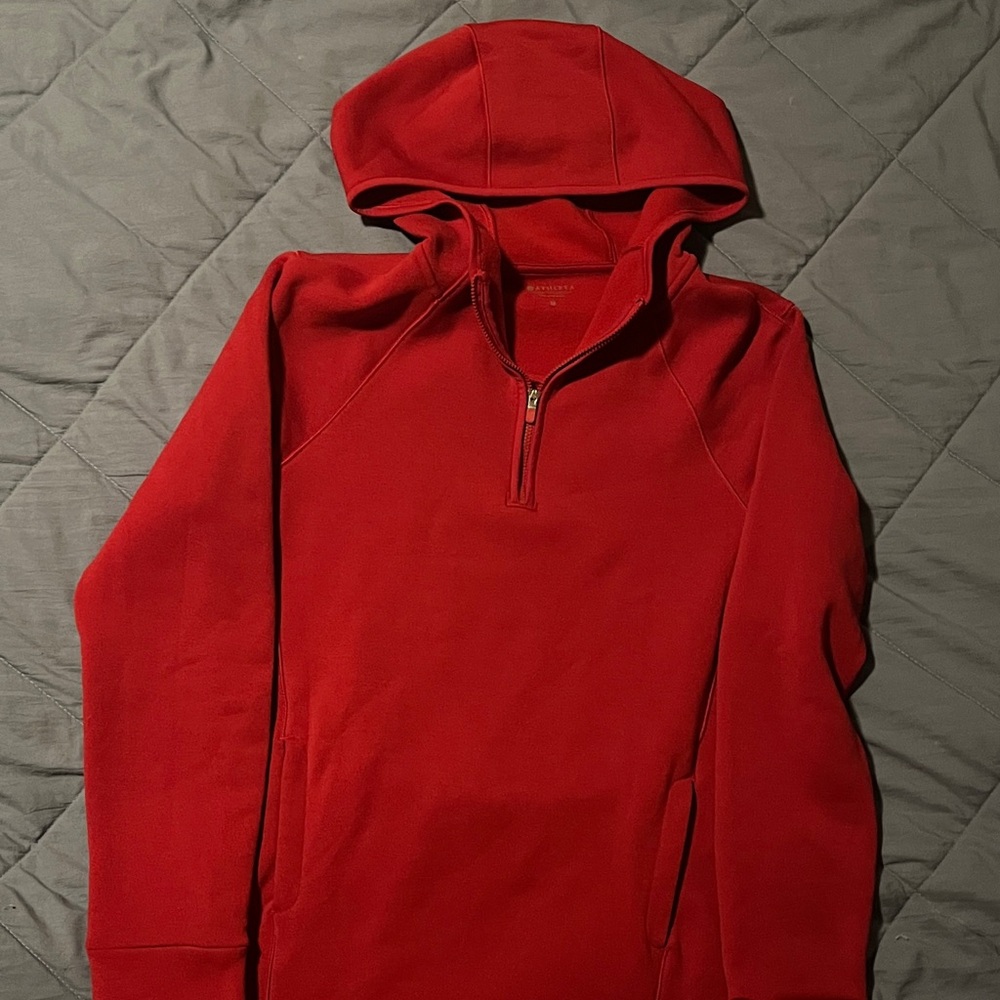 Athleta Red Half-Zip Hoodie Sweatshirt